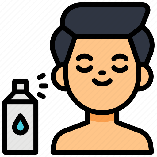 Mineral, spray, makeup, cosmetic, man, using, face icon - Download on Iconfinder