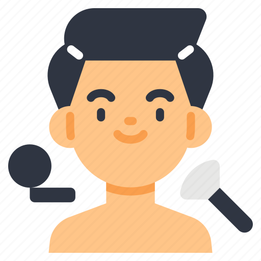 Makeup, cosmetic, brush, man, using, face, pocket icon - Download on Iconfinder