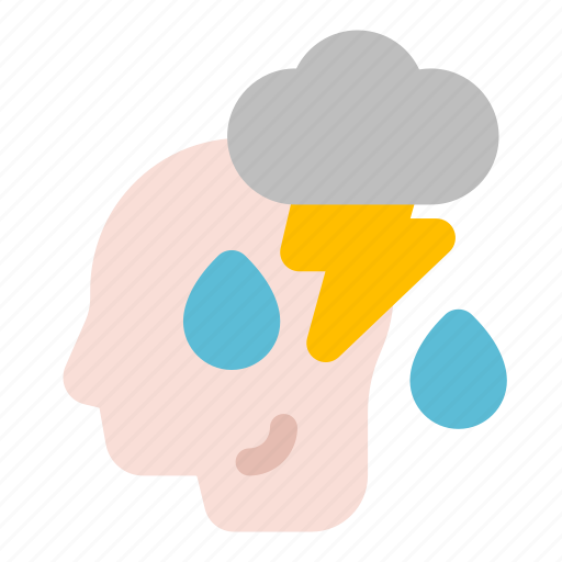 Depression, storm, head, mind, lightning, bolt, rain icon - Download on Iconfinder
