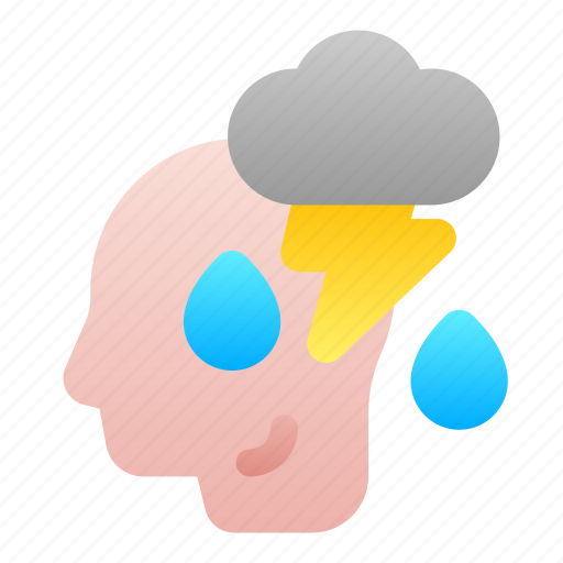 Depression, storm, head, mind, lightning, bolt, rain icon - Download on Iconfinder