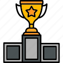 win, award, celebrate, podium, trophy, icon