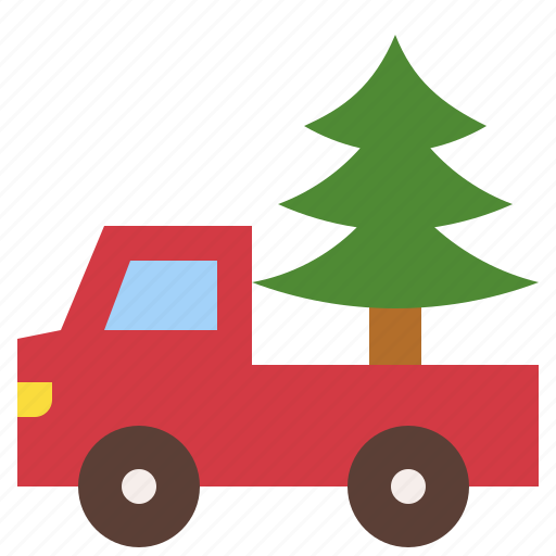 Xmas, pick up, car, pine, tree, transportation icon - Download on Iconfinder