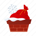 chimney, winter, christmas, gift bag