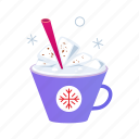 mug, christmas, hot chocolate, marshmallow drink