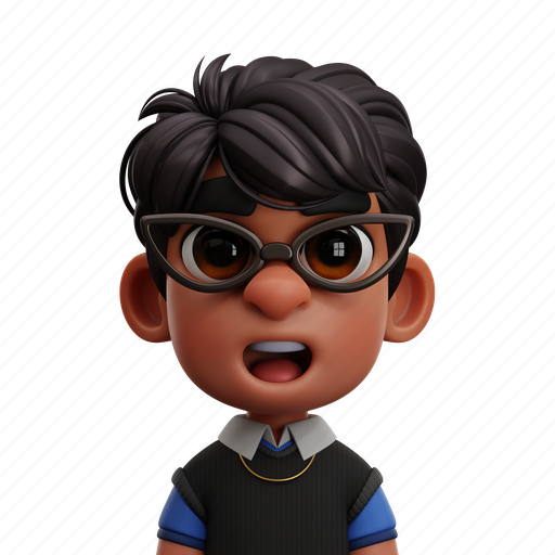 Boy, man glasses, young man, child, person, profile, kid 3D illustration - Download on Iconfinder
