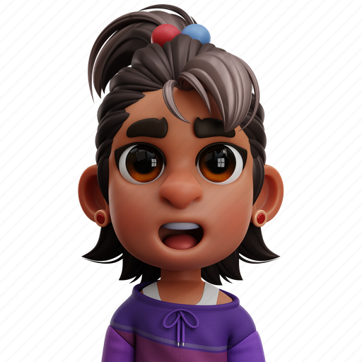 Woman, female, kids, children, young woman, face, avatar 3D illustration - Download on Iconfinder
