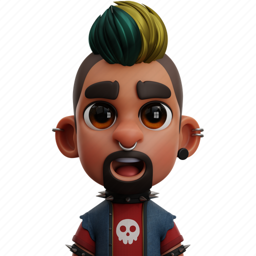 Punk, man, boy, person, human, profile, avatar 3D illustration - Download on Iconfinder