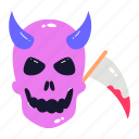 grim reaper, devil face, skull, cranium, skullcap
