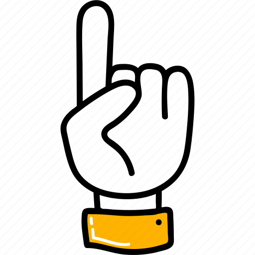 One, finger, gesture, hand, point finger, pointing index, vote illustration - Download on Iconfinder