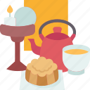 celebrate, mooncake, tea, autumn, festival