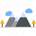 mountain, ridge, dome, half, rock, icon