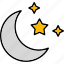 moon, night, sky, starry, stars, weather, forecast, icon 