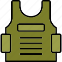 bulletproof, vest, armor, arms, military, icon