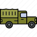 militray, truck, army, military, transportation, automobile, icon