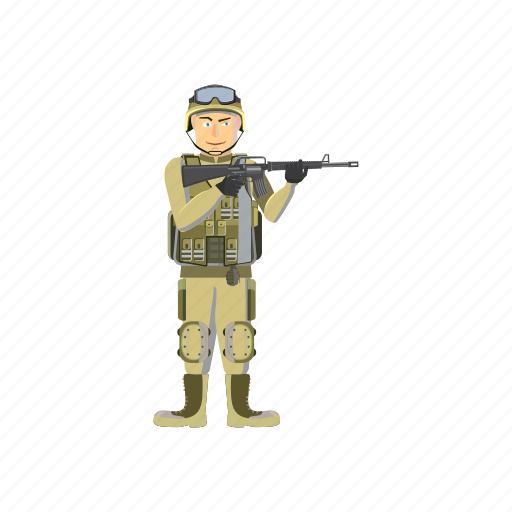 Army, cartoon, force, infantryman, military, soldier, weapons icon - Download on Iconfinder