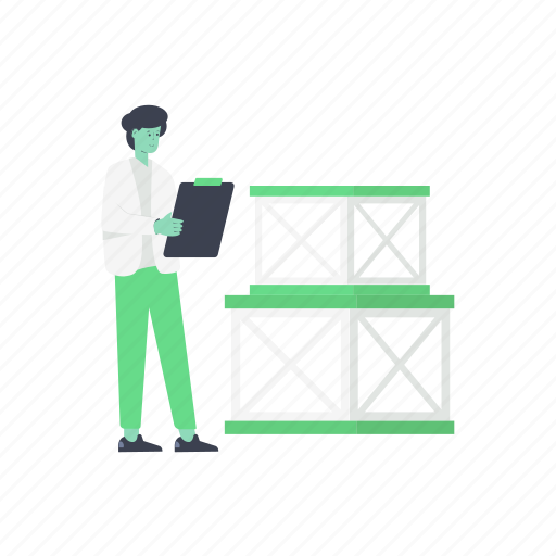 Warehouse manager, logistic, cargo, warehouse checking, warehouse worker icon - Download on Iconfinder