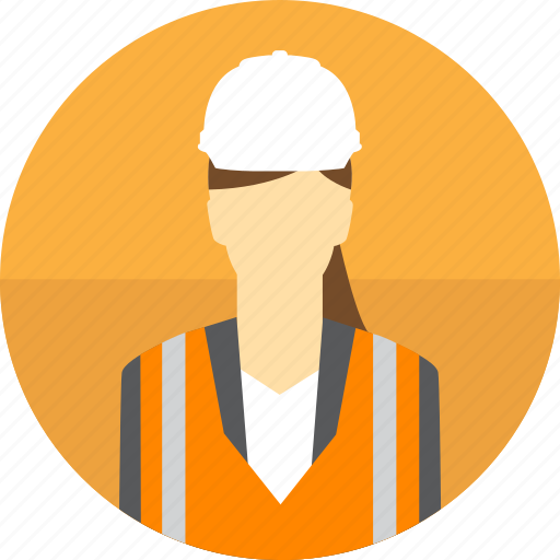 Avatar, construction, hard hat, high visibility vest, manager, mining, woman icon - Download on Iconfinder
