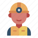 miner, avatar, man, mining, engineering, industry