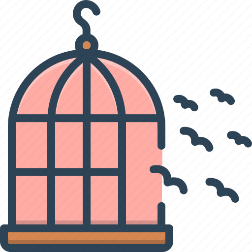 Liberty, birds, relinquish, birdcage, freedom, outside of cage, independence icon - Download on Iconfinder