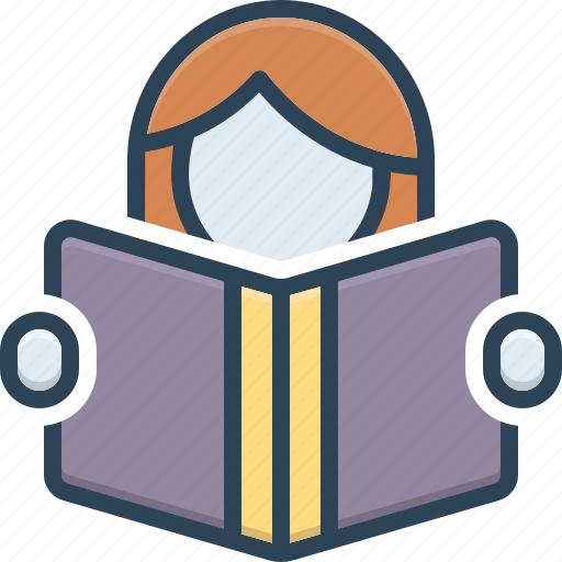 Reading, studying, recitation, perusal, scholarship, education icon - Download on Iconfinder
