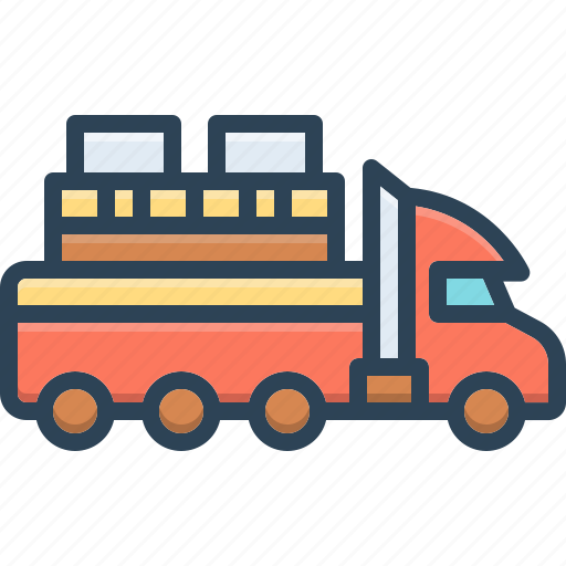 Loaded, weighted, merchandise, delivery, truck, vehicle, package icon - Download on Iconfinder