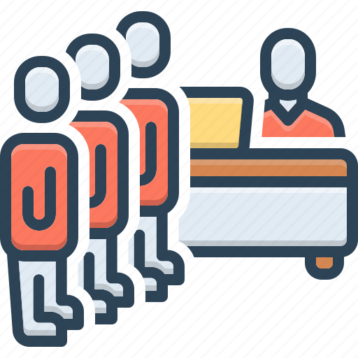 Queue, order, people, crowd, aligned, receptionist, row icon - Download on Iconfinder