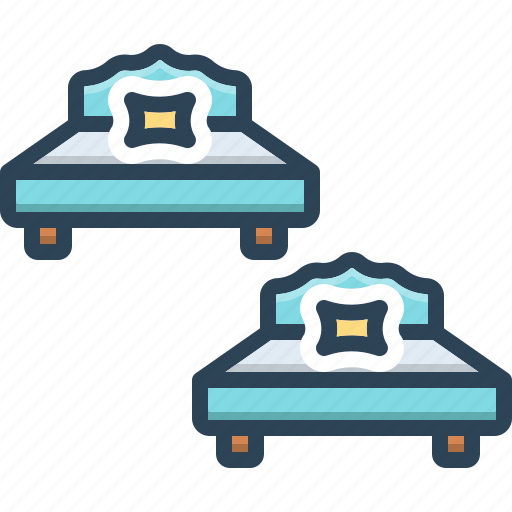 Beds, bedroom, bedsheets, furniture, pillow, duvet, double bed icon - Download on Iconfinder