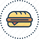 sub, sandwich, cheese, bread, snack, hot dog, junk food