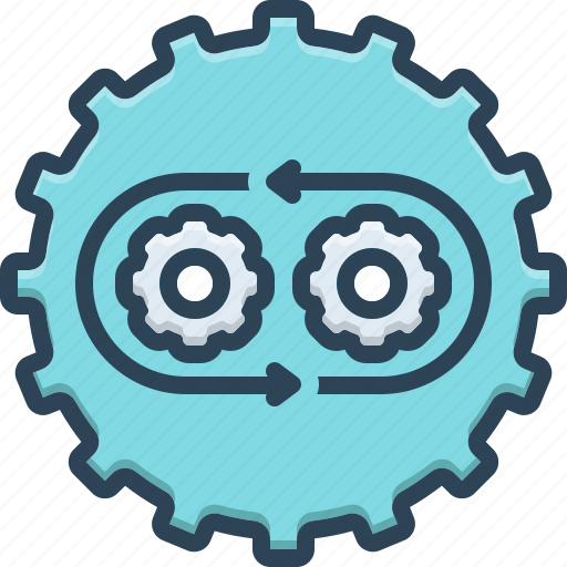 Ongoing, progress, continuing, development, automation, cogwheel, repeat icon - Download on Iconfinder