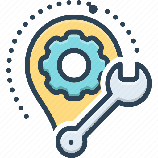 Implemented, adjustment, conceptualize, configuration, service, wrench, cogwheel icon - Download on Iconfinder