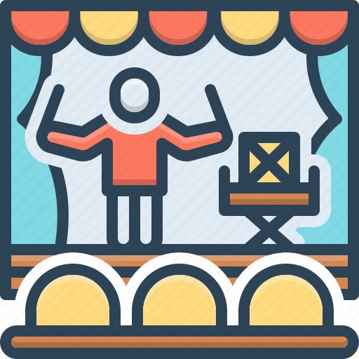Acts, action, steps, chair, stage, program, performance icon - Download on Iconfinder