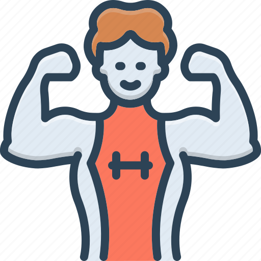 Strong, powerful, muscular, brawny, bicep, bodybuilder, flexing icon - Download on Iconfinder