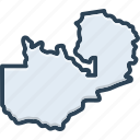 zambia, map, border, country, division, political, borough