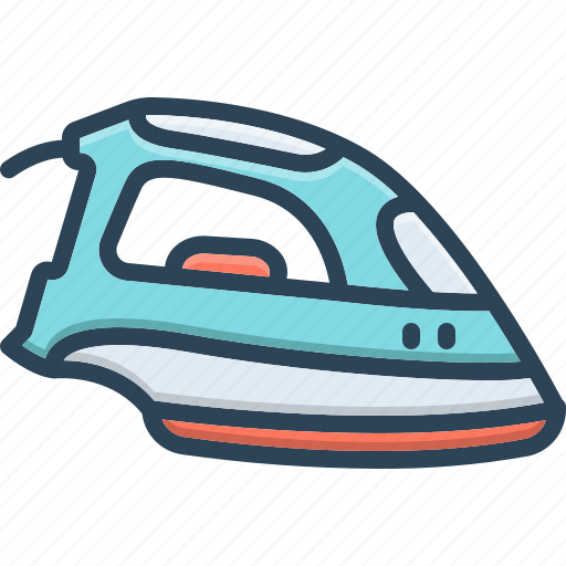 Iron, ferrous, ironing, equipment, electrical, made of iron, cloth press icon - Download on Iconfinder