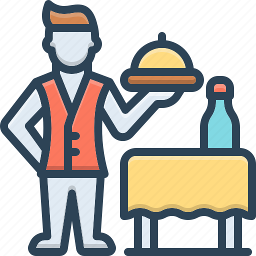 Served, waiter, server, steward, butler, restaurant, catering icon - Download on Iconfinder