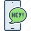hey, conversation, exclamation, say, hello, text bubble, speech bubble 