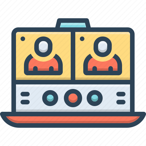 Meetings, class, laptop, education, teleconference, conference, online meeting icon - Download on Iconfinder