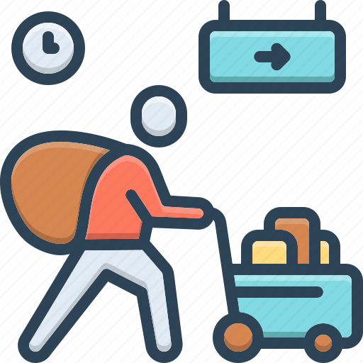 Carried, luggage, accessories, take away, carry away, carrying on back, worker loading icon - Download on Iconfinder