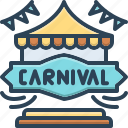 carnival, festival, fiesta, jamboree, celebration, merrymaking, jollification, saturnalia