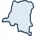 congo, country, region, map, border, democratic republic of congo, contour