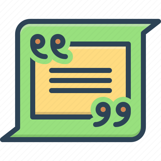 Quoted, quotation, citation, reference, testimonial, comment, quote icon - Download on Iconfinder