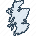 scotland, europe, map, country, britain, contour, region