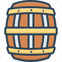 alcohol, badge, barrel, beverage, container, drum, wooden box