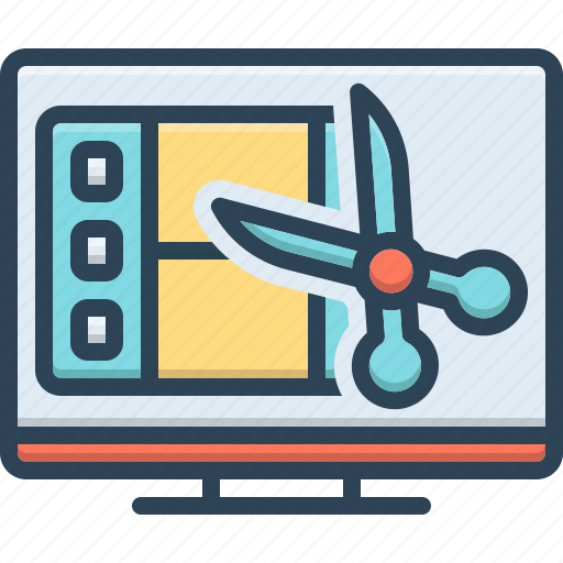 Edition, filmstrip, program, publication, scissors, video, video editing icon - Download on Iconfinder