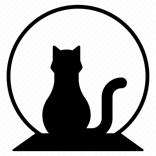 black cat and crescent moon - svg logo icon set
