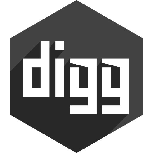 Digg, hexagon, media, shadow, social icon - Free download