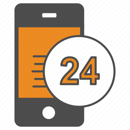 24, hours, mobile, smartphone, support icon - Download on Iconfinder