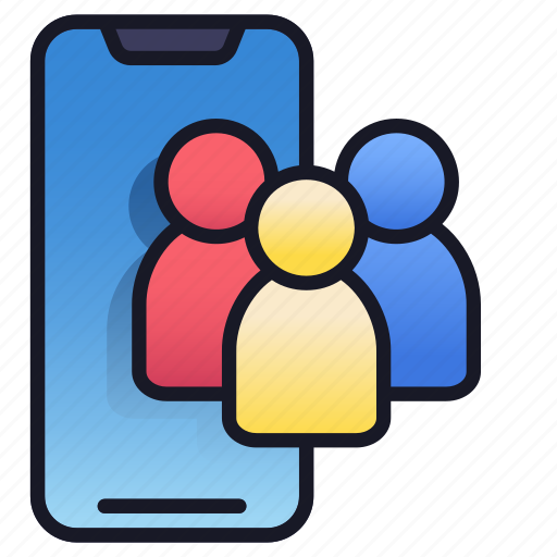 Lineal, mobile, group, lifestyle, friends, friendship icon - Download on Iconfinder