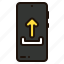 upload, arrow, up, mobile, application, ui, phone, smartphone, cell 