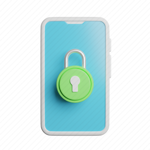 Phone, lock, front, protection, safety, security 3D illustration - Download on Iconfinder